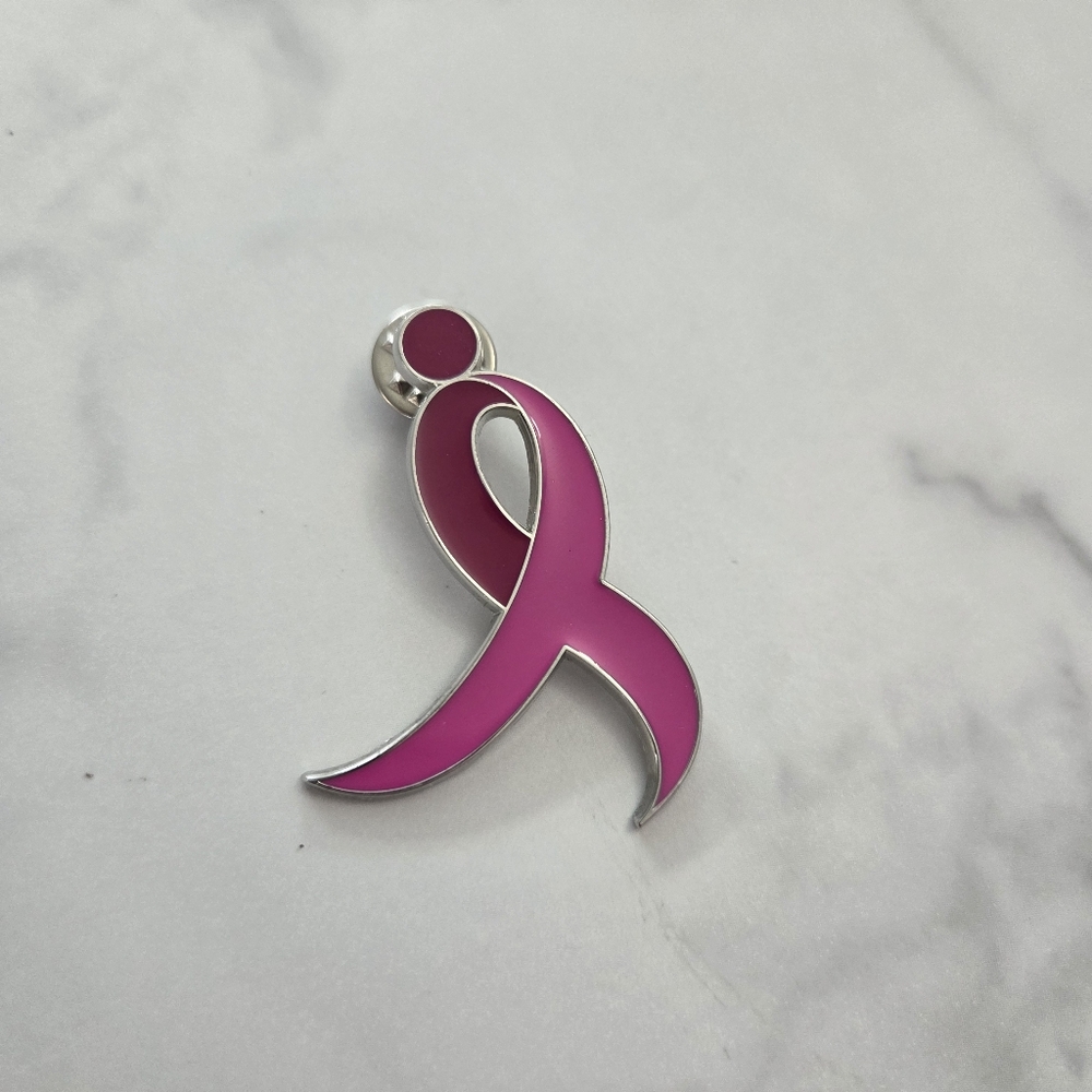 Pink Breast Cancer Awareness Ribbon Enamel Pin - Picture 2 of 6